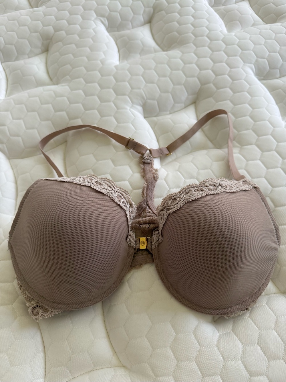 Natori Lace-Trim Racer Back Bra - Taupe